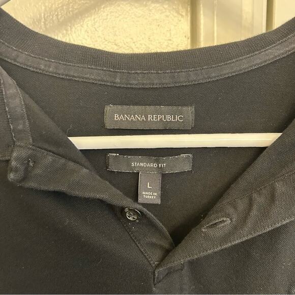 Banana Republic Signature Pique Men's Black Polo Shirt - Picture 4 of 5